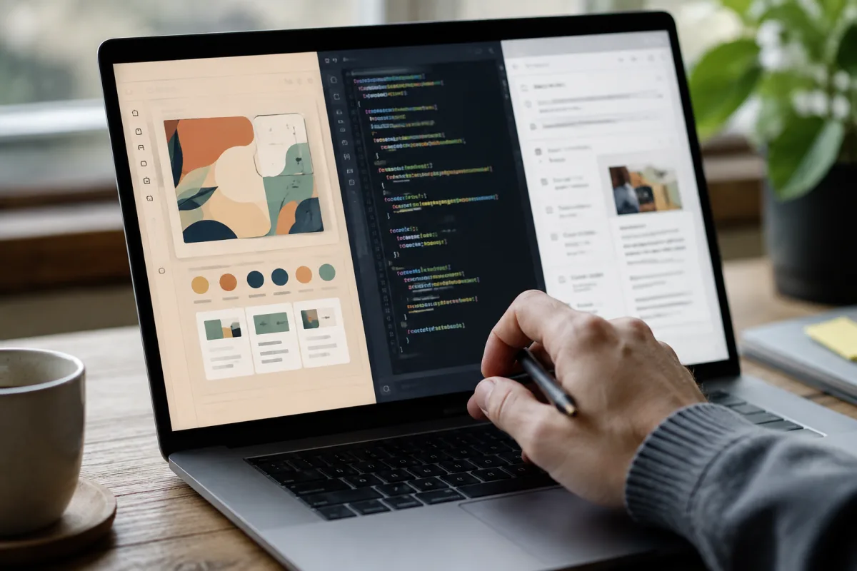 Gros plan sur un &eacute;cran affichant l'interface Claude Cowork avec des dossiers de fichiers ouverts dans le panneau lat&eacute;ral